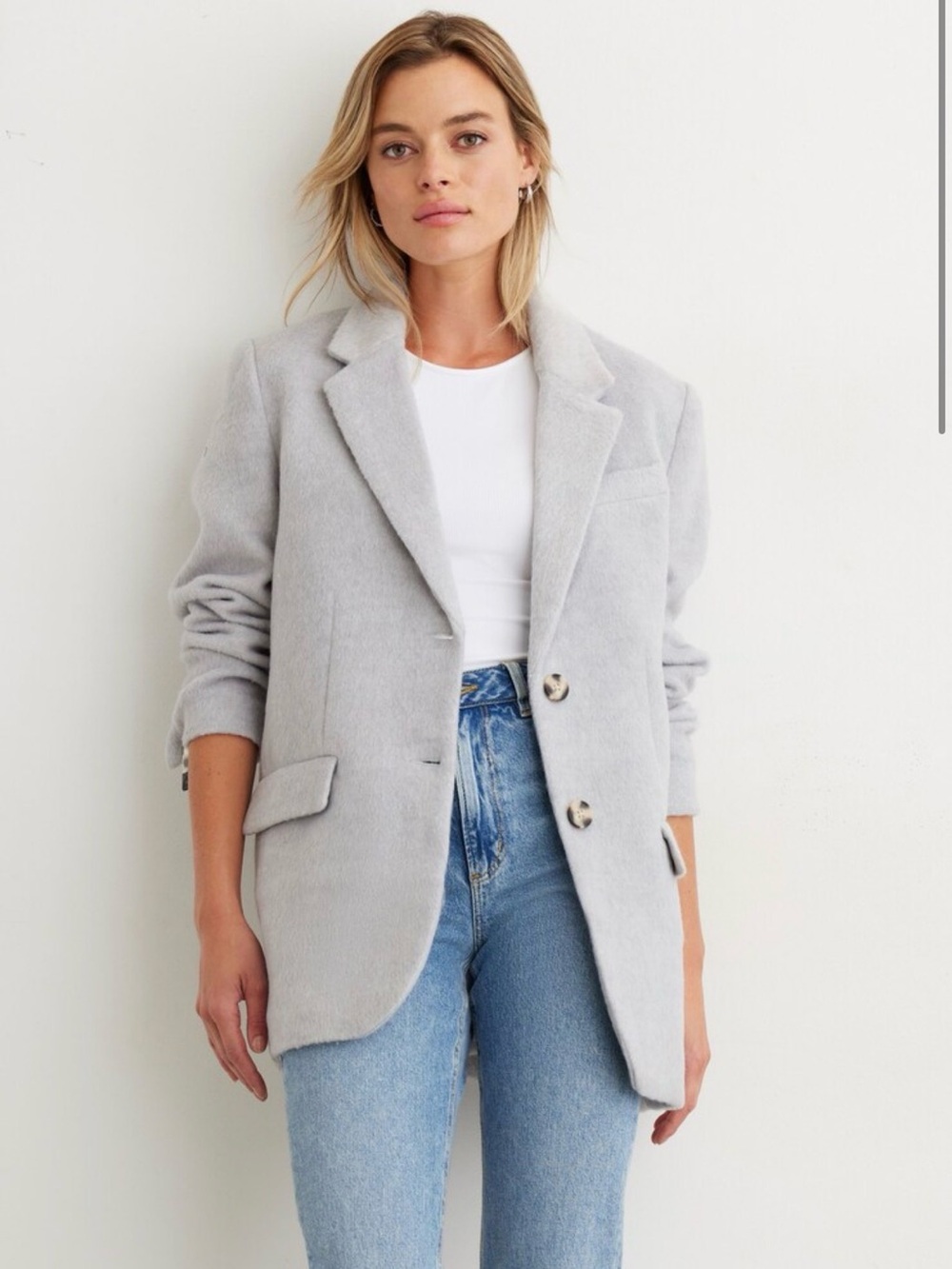 Dynamite, Women’s Beige Mohair Shaggy Tailored Jacket, Blazer, size small